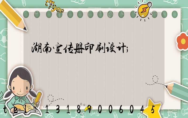 湖南宣传册印刷设计